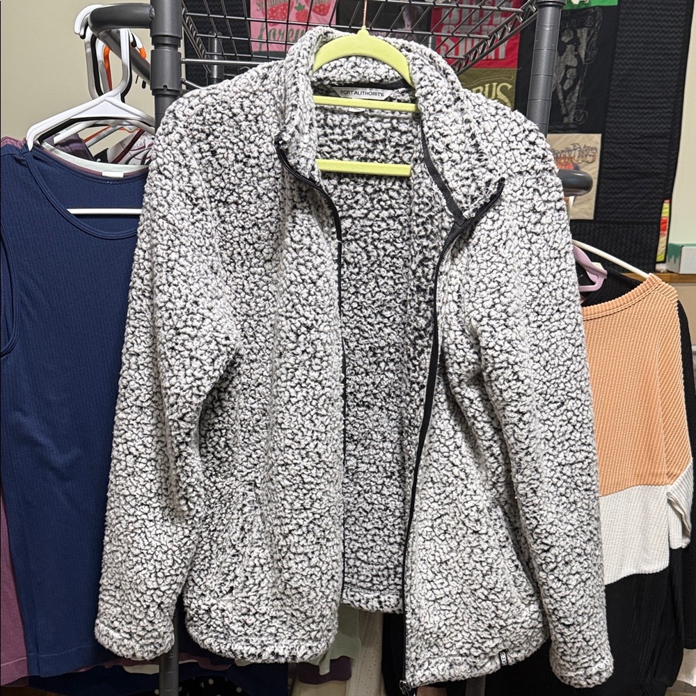 Port Authority Women's Gray Sherpa Zip Jacket